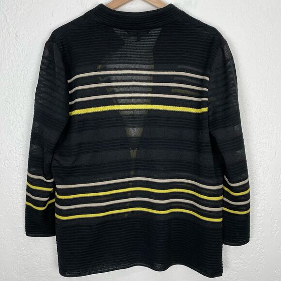 Ming Wang Black Yellow Stripe Single Clasp Cardigan Jacket Size Medium - Picture 3 of 4